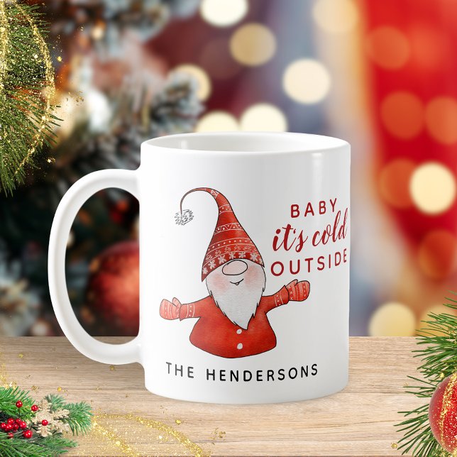 Cute Gnome Baby it's Cold Outside Christmas Coffee Mug (Creator Uploaded)