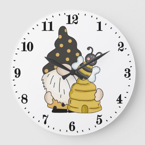 cute gnome bee lovers  large clock