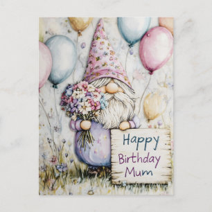 Cute Gnome Birthday Design for Mom Holiday Postcard