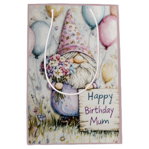 Cute Gnome Birthday Design for Mom Medium Gift Bag