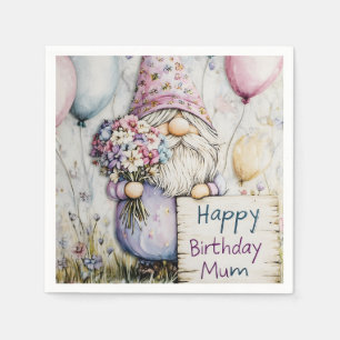 Cute Gnome Birthday Design for Mom Napkins