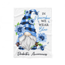 Cute Gnome Blue Ribbon T1d T2d Diabetic Diabetes A Fleece Blanket