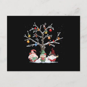 Cute Gnome Buffalo Plaid Christmas Tree Light Announcement Postcard