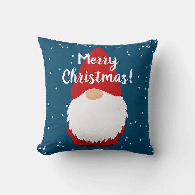 Cute gnome cartoon custom color Christmas Holiday Throw Pillow (Front)