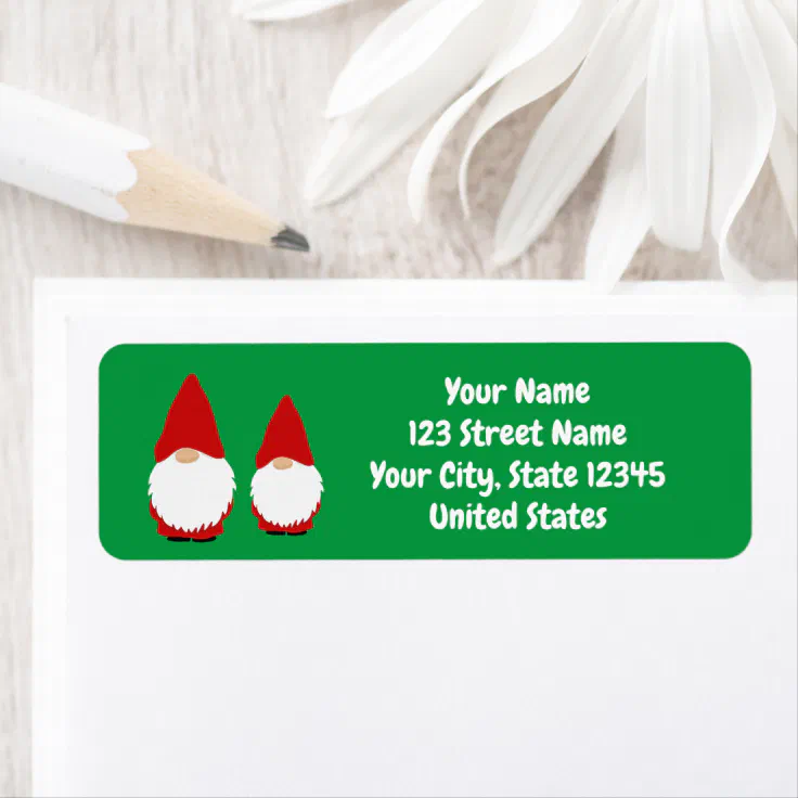 Cute gnome cartoon custom return address label | Zazzle