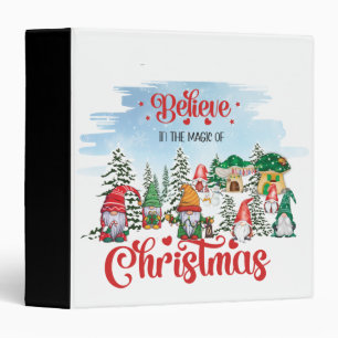 Cute Gnome Celebrating Christmas Holiday 3 Ring Binder