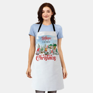 Cute Gnome Celebrating Christmas Holiday Apron