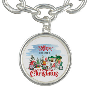 Cute Gnome Celebrating Christmas Holiday Bracelet