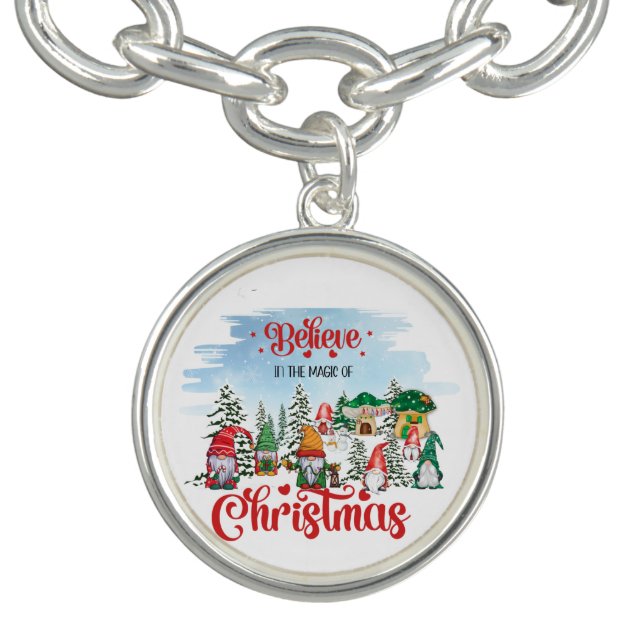 Cute Gnome Celebrating Christmas Holiday Bracelet (Design)