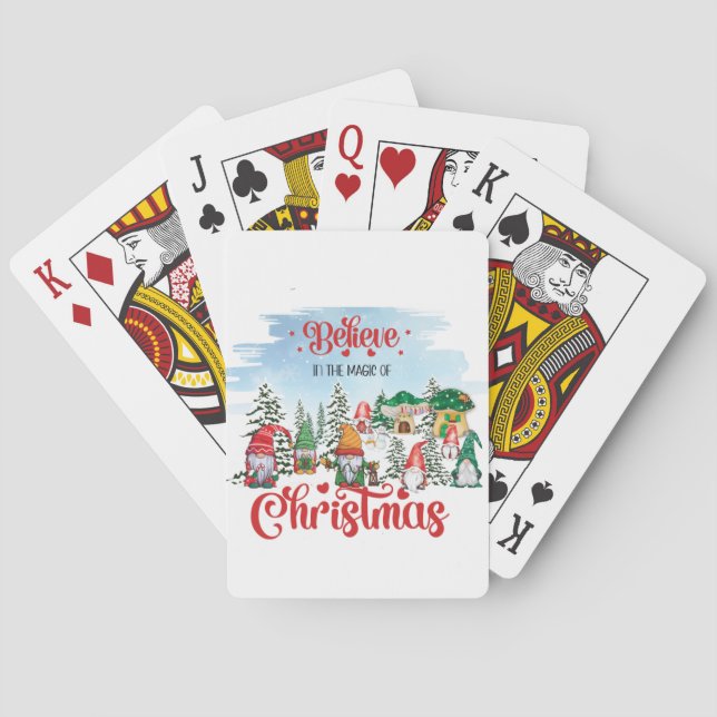 Cute Gnome Celebrating Christmas Holiday Poker Cards (Back)