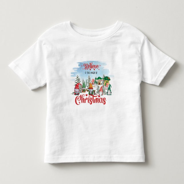 Cute Gnome Celebrating Christmas Holiday Toddler T-shirt (Front)