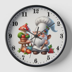 Cute gnome chef lovers clock