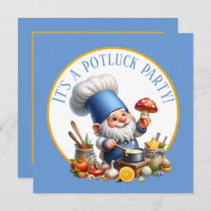 Cute gnome chef potluck party invitation