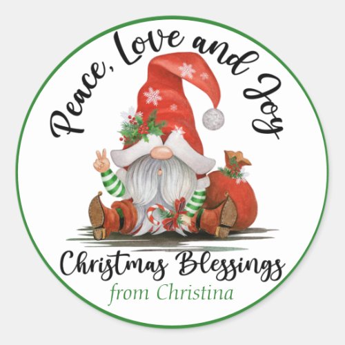 Cute Gnome Christmas Blessings Custom Gift Classic Round Sticker