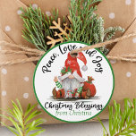 Cute Gnome Christmas Blessings Custom Gift Favor Tags<br><div class="desc">These festive gift tags feature an adorable Santa gnome sending "Christmas Blessings" and "Peace,  Love and Joy". Personalize by adding your name on the front and customizing the message on the back.</div>