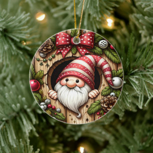 Cute Gnome Christmas Ceramic Ornament