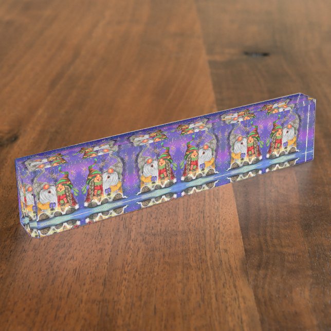 Cute Gnome Christmas Desk Accessories Name Plate (Side)