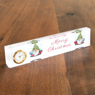 Cute Gnome Christmas Desk Name Plate