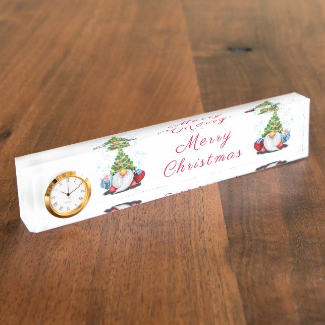 Cute Gnome Christmas Desk Name Plate (Side)