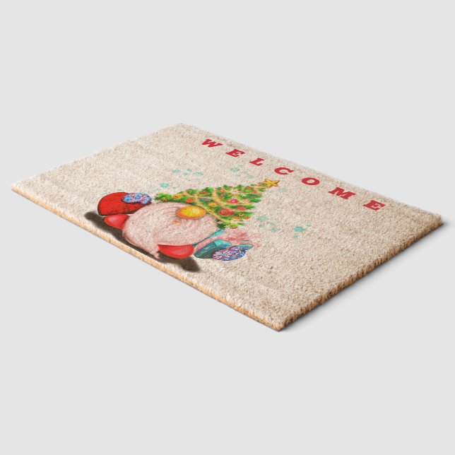 Cute Gnome Christmas Doormat - Welcome Fiber Doormat (Corner)