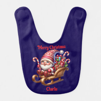 Cute gnome Christmas holiday Baby Bib