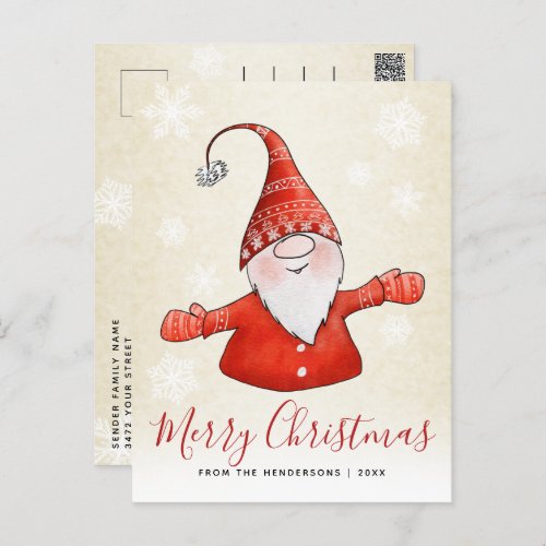 Cute Gnome Christmas Holiday Postcard