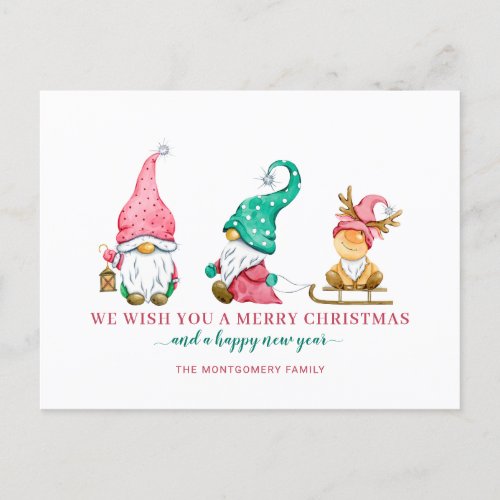 Cute Gnome Christmas Holiday Postcard