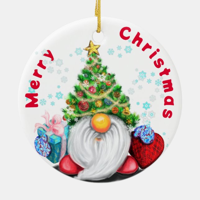Cute Gnome Christmas Ornament (Back)