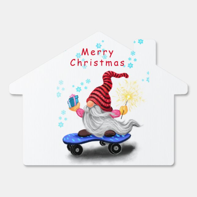 Cute Gnome Christmas Outdoor Sign (Front)