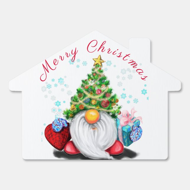 Cute Gnome Christmas Outdoor Sign (Front)