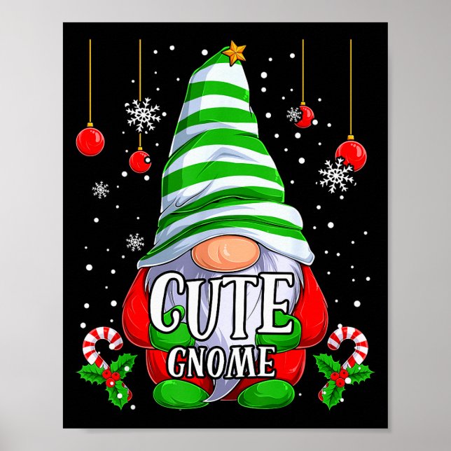 Cute Gnome Christmas Pajamas Matching Family Group Poster (Front)