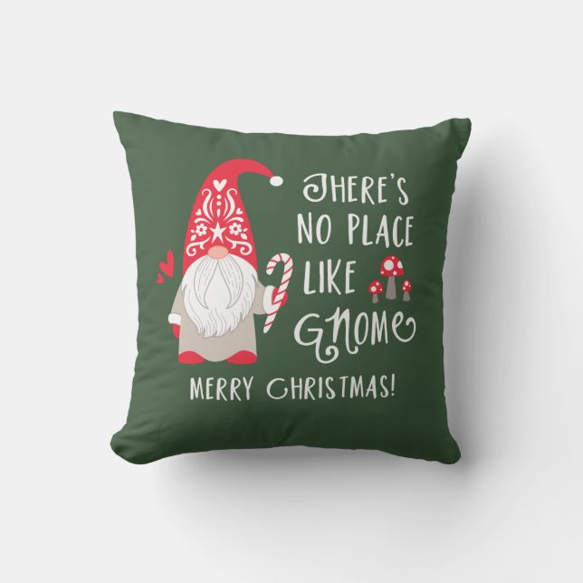 Cute Gnome Christmas Throw Pillow (Front)