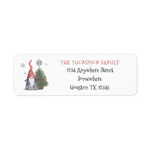 Cute Gnome Christmas Tree Return Name Address Label