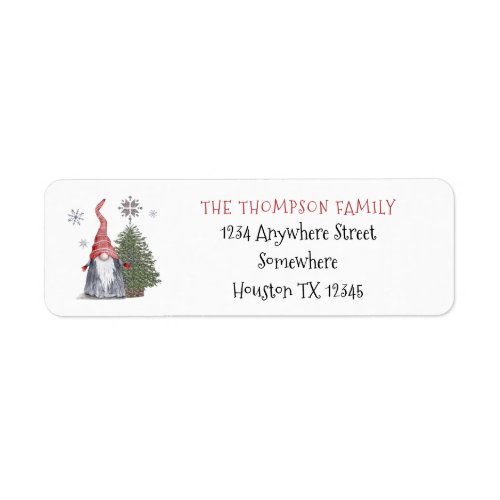 Cute Gnome Christmas Tree Return Name Address Label