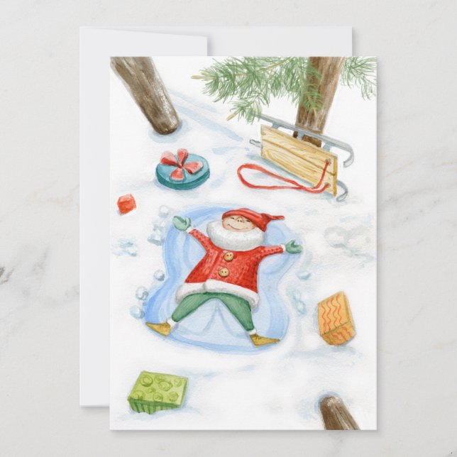 Cute Gnome colorful watercolor Holiday Card (Front)
