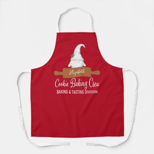 Cute Gnome Cookie Baking Crew Christmas Apron
