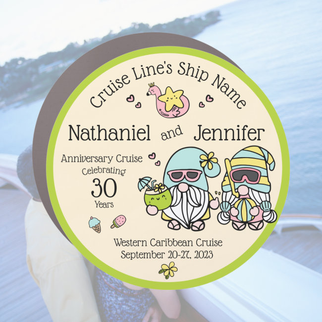 Cute Gnome Couple Anniversary Cruise Door Magnet