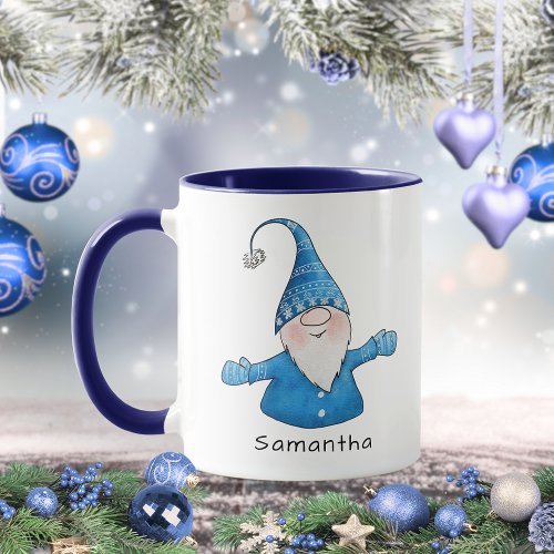 Cute Gnome Custom Blue Christmas Mug