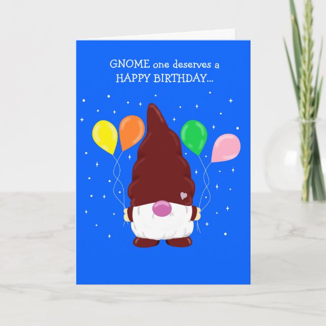 Cute Gnome Customizable Birthday Card (Front)