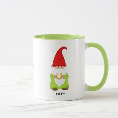 Cute Gnome Dressed in Green with Horseshoe Mug