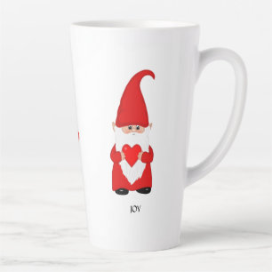 Cute Gnome Dressed in Red with Heart Latte Mug