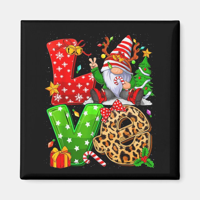 Cute Gnome Family Christmas For Women Men - Love G Magnet (Front)