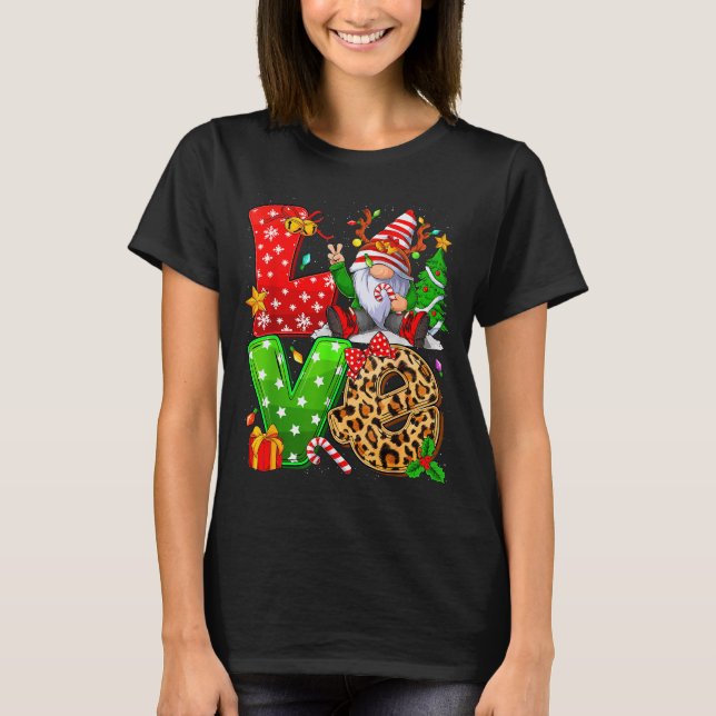 Cute Gnome Family Christmas For Women Men - Love G T-Shirt (Front)