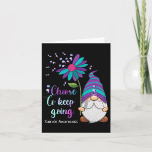 Cute Gnome Flower Suicide Prevention Awareness Mon Card