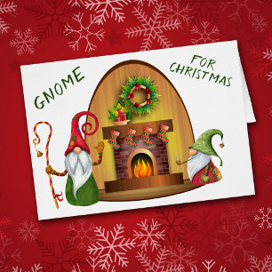 Cute Gnome for Christmas Fireplace Holiday Cards