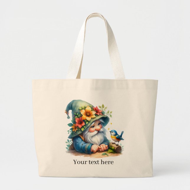 Cute gnome garden lovers Large Large  Large Tote Bag (Front)