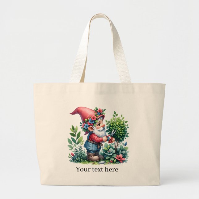 Cute gnome garden lovers Large Large  Tote Bag (Front)
