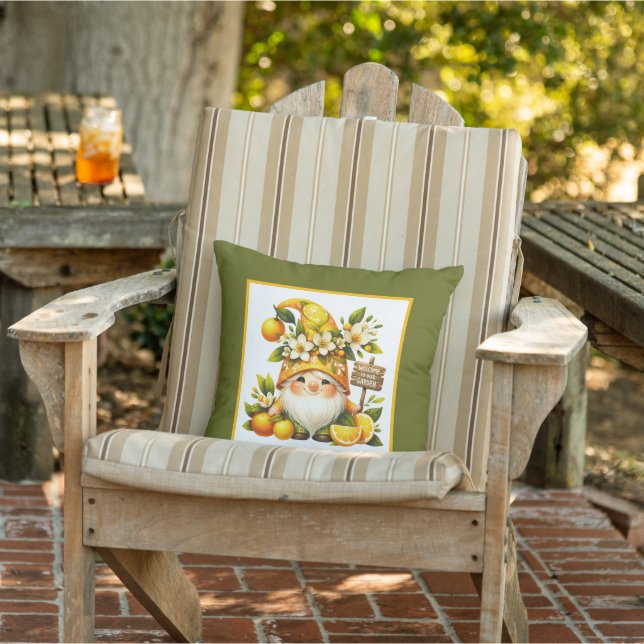 Cute gnome garden welcome  outdoor pillow (Chair)