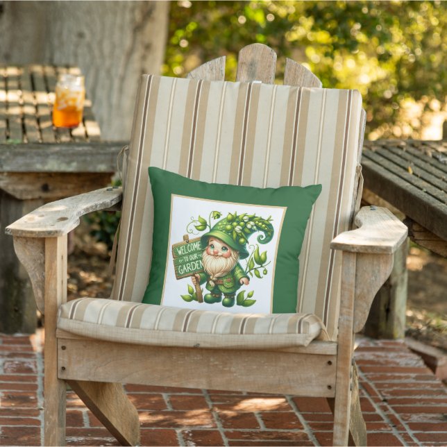 Cute gnome garden welcome  outdoor pillow (Chair)