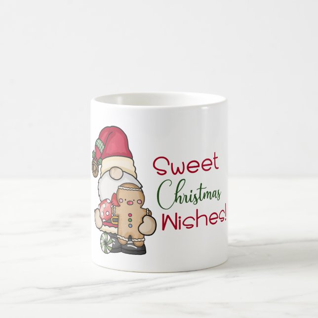 Cute Gnome Gingerbread Sweet Christmas Wishes  Coffee Mug (Center)